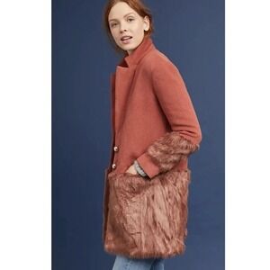 $298‎ Anthropologie Keepsake Faux Fur Trimmed Tailored Coat XS S